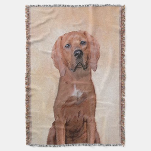 Redbone Coonhound Painting _ Cute Original Dog Art Throw Blanket