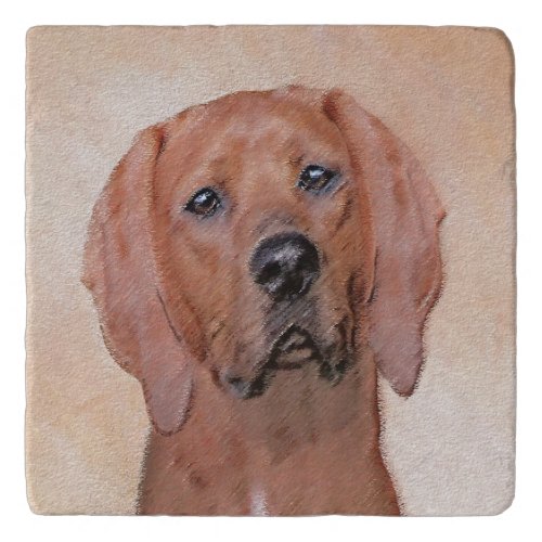 Redbone Coonhound Painting _ Cute Original Dog Art Trivet