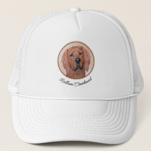 Redbone Coonhound Painting _ Cute Original Dog Art Trucker Hat