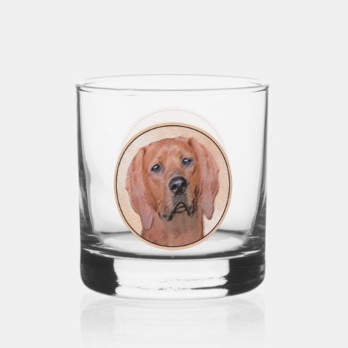 Redbone Coonhound Painting _ Cute Original Dog Art Whiskey Glass