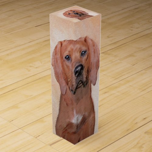 Redbone Coonhound Painting _ Cute Original Dog Art Wine Box