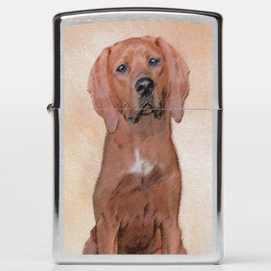 Redbone Coonhound Painting - Cute Original Dog Art Zippo Lighter