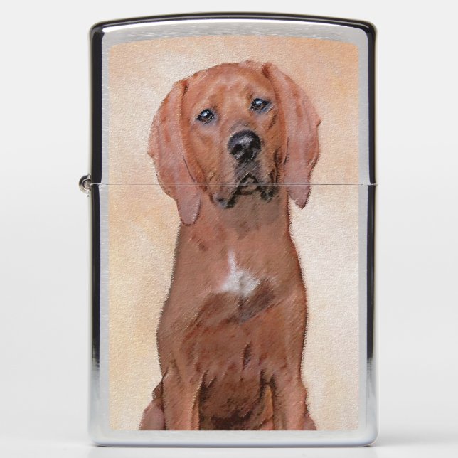 Redbone Coonhound Painting - Cute Original Dog Art Zippo Lighter (Front)
