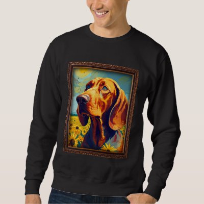 Redbone Coonhound Painting Sunflower Flower Mom Wo Sweatshirt