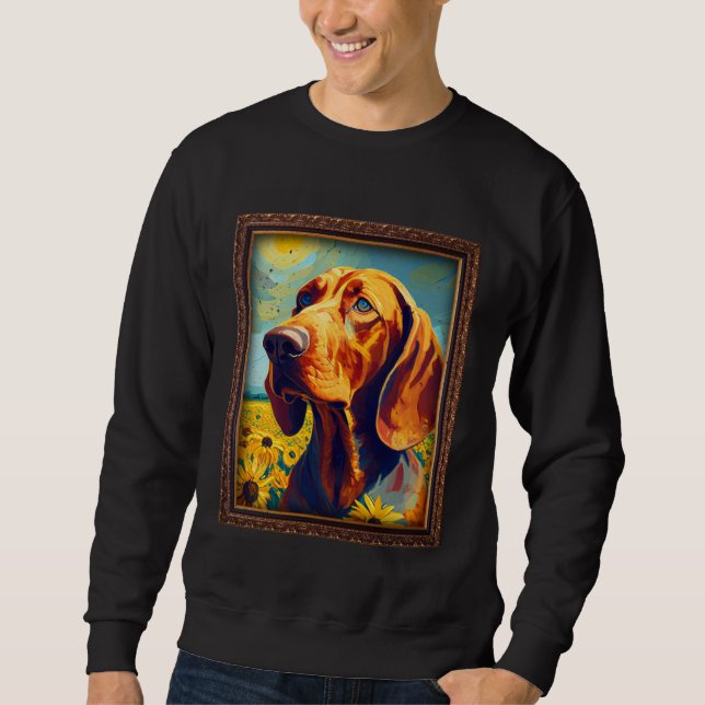 Redbone Coonhound Painting Sunflower Flower Mom Wo Sweatshirt (Front)