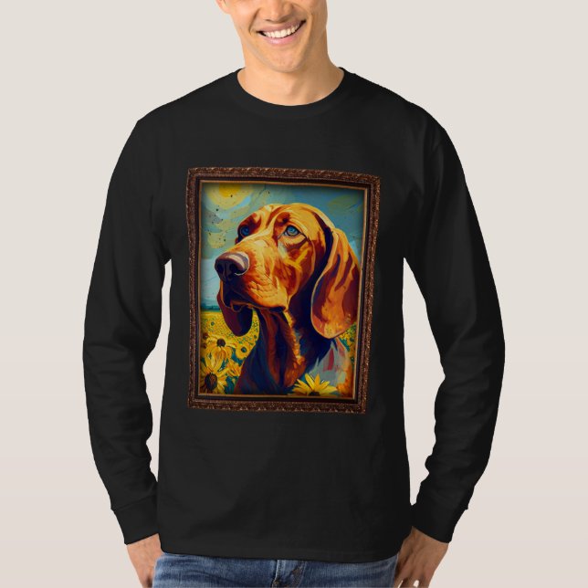 Redbone Coonhound Painting Sunflower Flower Mom Wo T-Shirt (Front)