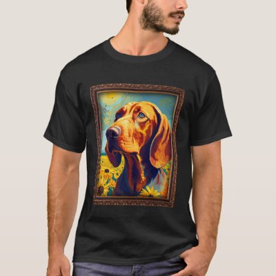 Redbone Coonhound Painting Sunflower Flower Mom Wo T-Shirt
