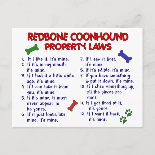 REDBONE COONHOUND Property Laws 2 Postcard