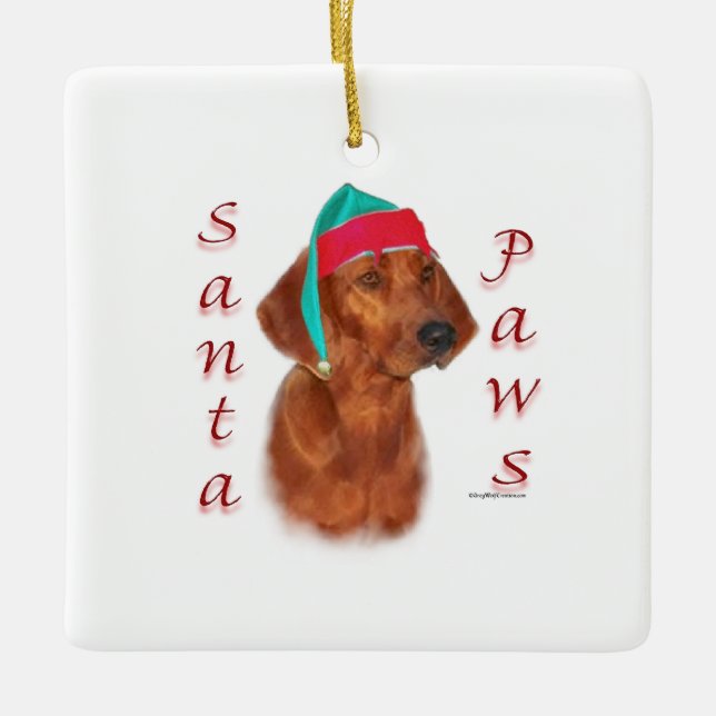 Redbone Coonhound Santa Paws Ceramic Ornament (Front)