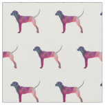Redbone Coonhound Silhouette Tiled - Pink Fabric