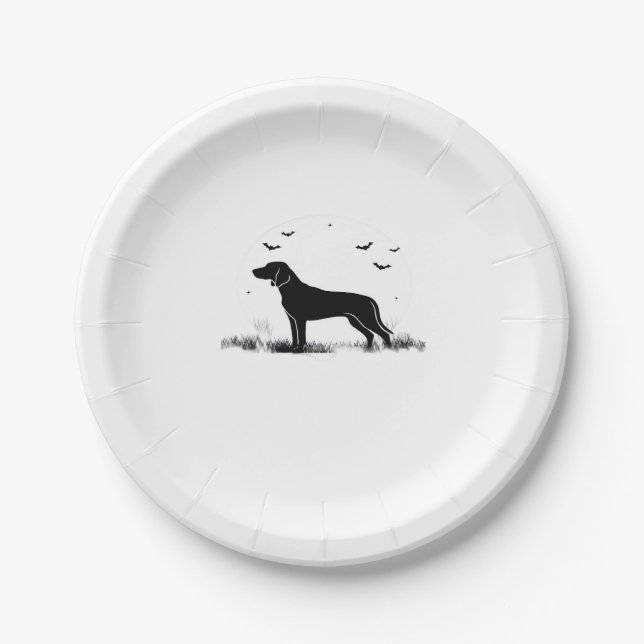 Redbone Dog � Halloween Moon Silhouette Oversized  Paper Plates (Front)