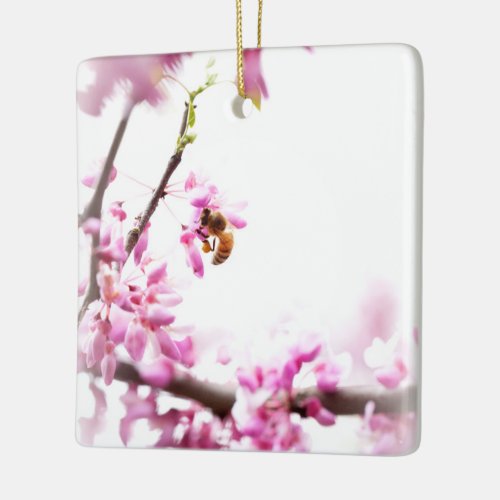 Redbud  honeybee in Springtime Ceramic Ornament