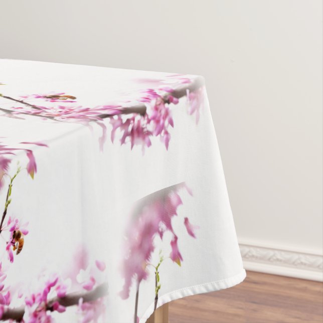 Redbud & honeybee in Springtime Tablecloth (In Situ)