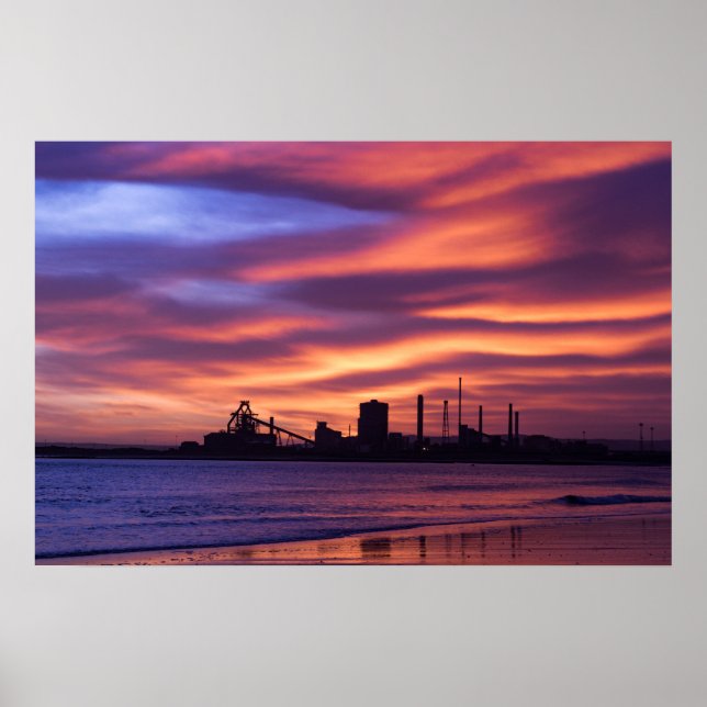 Redcar Steel Works at Sunrise Poster (Front)