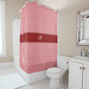 Redcheckered Shower Curtain with Initial