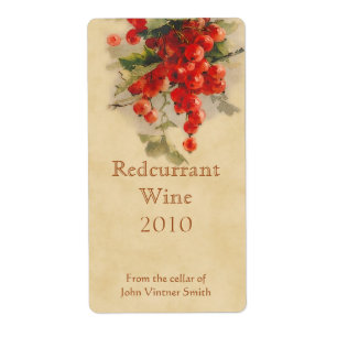 Redcurrant wine bottle label