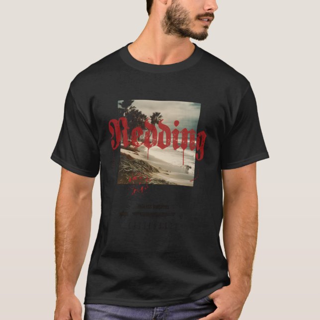 Redding California Ca Tattoo Beach Surf T-Shirt (Front)
