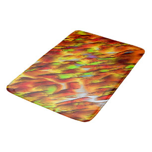 Reddish and chromed yellow stains, hot colors bath mat
