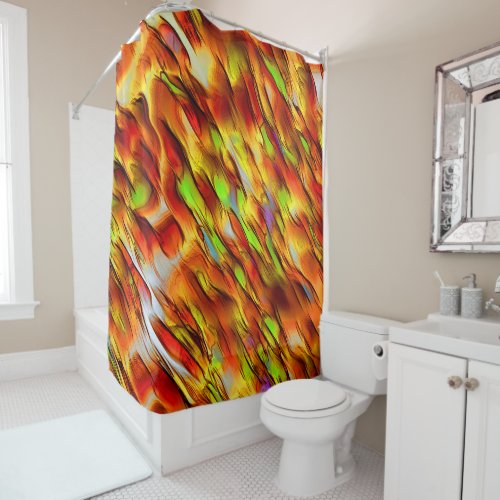 Reddish and chromed yellow stains hot colors  shower curtain