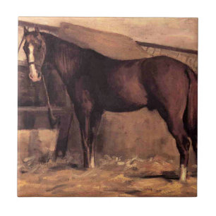 Reddish Bay Horse in the Stables Ceramic Tile
