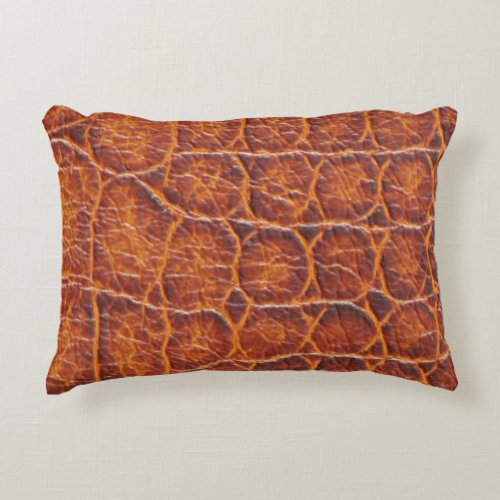 Reddish Brown Alligator Skin Print Accent Pillow