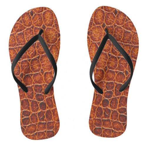 Reddish Brown Alligator Skin Print Flip Flops