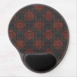 Reddish brown and black inclined squares or chess  gel mouse pad