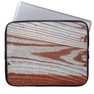 Reddish Brown Faded Paint on Wood Laptop Sleeve