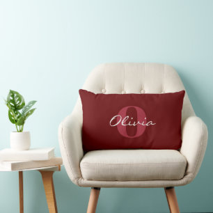 Reddish Brown Personalized Calligraphy Name Lumbar Pillow
