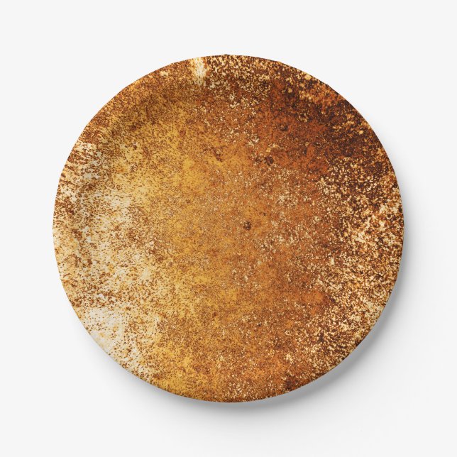 Reddish Brown Rustic Weathered Grunge Copper Paper Plates (Front)