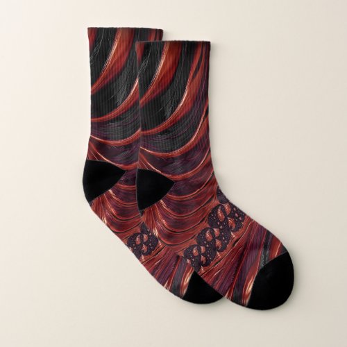 Reddish brown skeleton abstract spiral stairs  socks