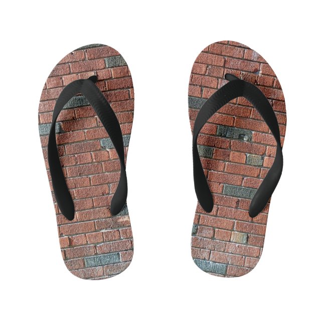 Reddish/Brownish Brick Wall, With Some Dark Bricks Kid's Flip Flops (Footbed)