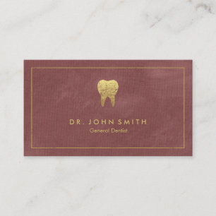 Reddish Canvas Golden Frame & Tooth - Dentist Appointment Card