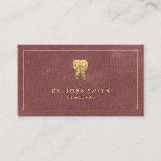 Reddish Canvas Golden Frame & Tooth - Dentist Appointment Card