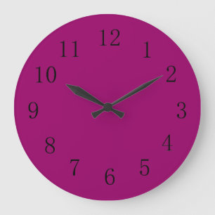 Reddish Eggplant Purple Solid Color Large Clock