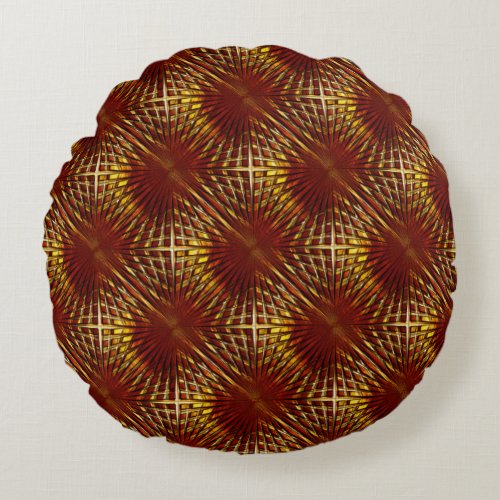 Reddish golden grille looking puffed or inflated t round pillow