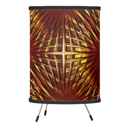 Reddish golden grille looking puffed or inflated t tripod lamp