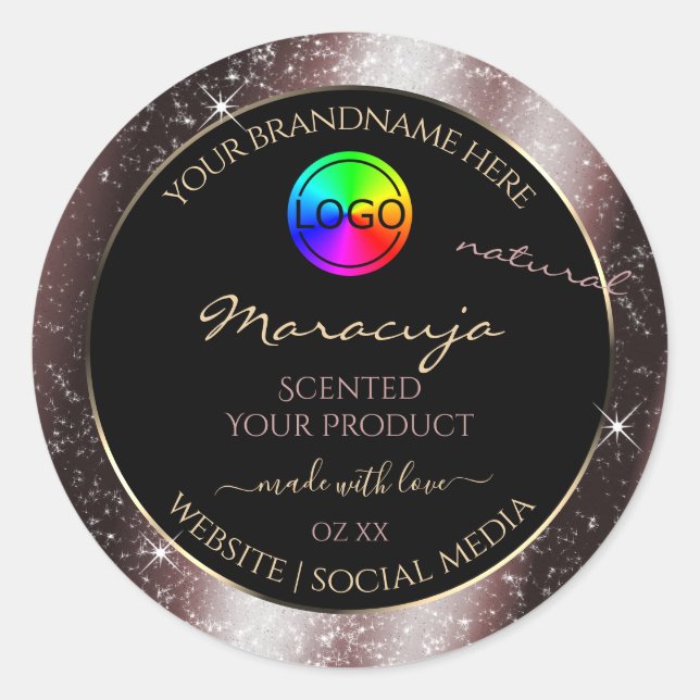 Reddish Metal Glitter Frame Product Label and Logo (Front)
