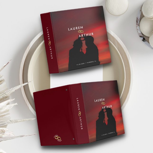 Reddish Modern Chic Minimal Photo Wedding Albums  3 Ring Binder (Creator Uploaded)