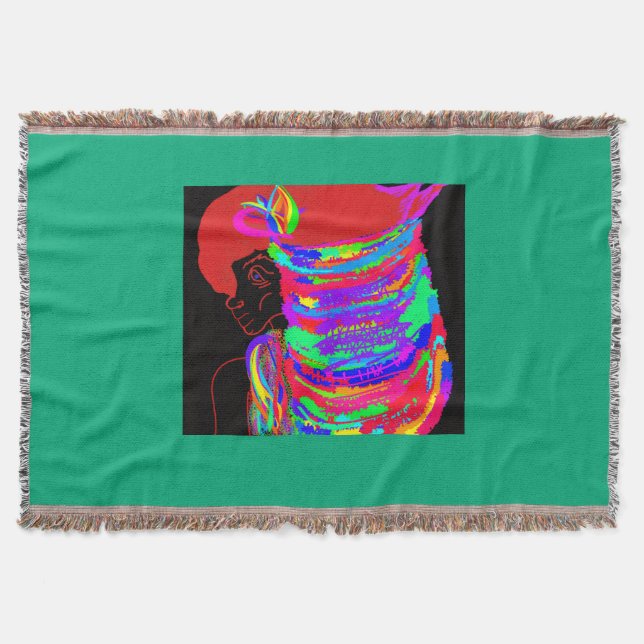 Reddish-Orange Fox Warrior Princess Throw Blanket (Front)