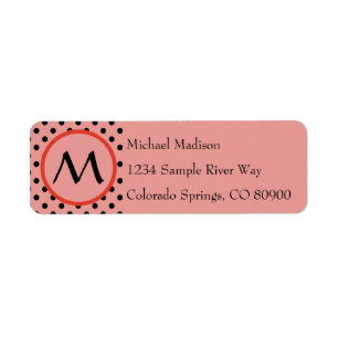 Reddish Orange Polka Dot Monogram Label