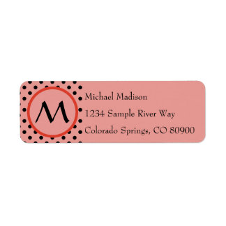 Reddish Orange Polka Dot Monogram Label