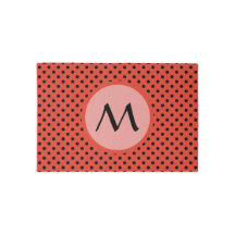 Reddish Orange Polka Dot Monogram