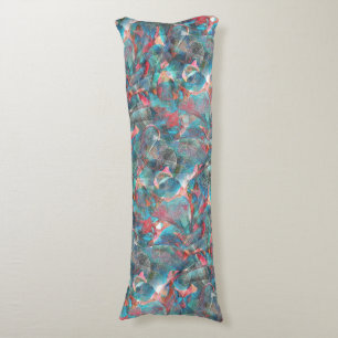 Reddish peach and cyan spots on sketchy rough wall body pillow