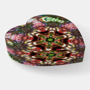 Reddish salmon star kaleidoscope in acrylic style paperweight