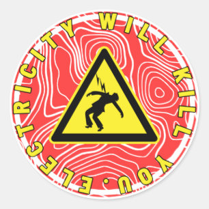 reddy kilowatt electricity will kill you classic round sticker