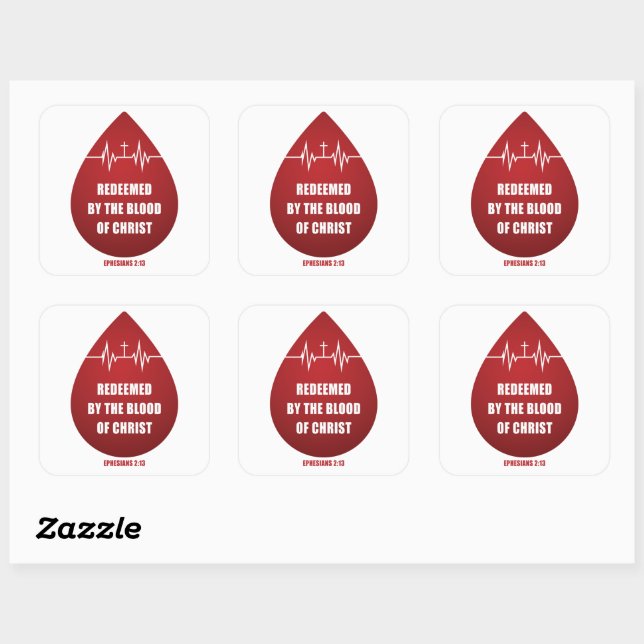 Redeemed by the Blood of Christ – Christian Faith  Square Sticker (Sheet)