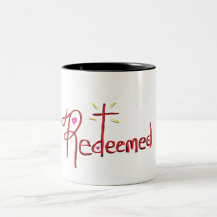 Redeemed Christian Faith Cross Hearts Two-Tone Coffee Mug