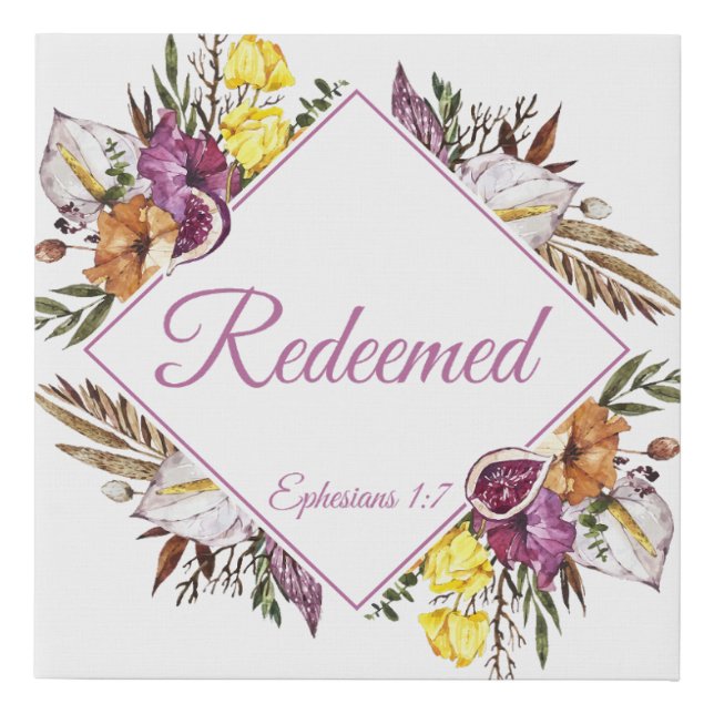 Redeemed – Ephesians 1:7 Christian Women's Faith  Faux Canvas Print (Front)