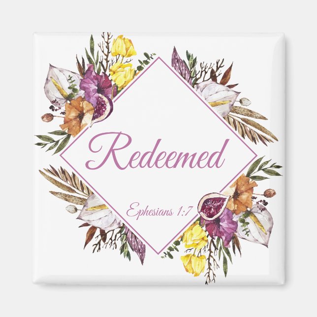 Redeemed – Ephesians 1:7 Christian Women's Faith  Magnet (Front)
